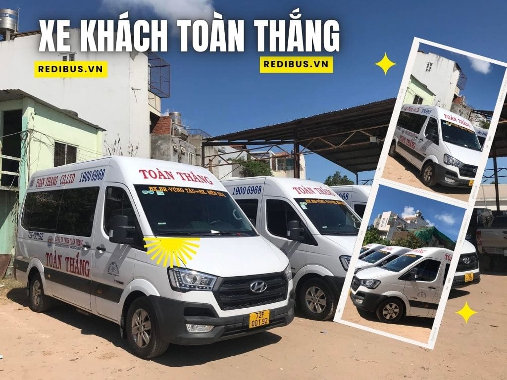 Tổng quan nhà xe Huy Hoàng - Xe limousine chất lượng cao Hình ảnh xe khách nhà xe Toàn Thắng đỗ tại bến xe, cung cấp dịch vụ du lịch và limousine cao cấp